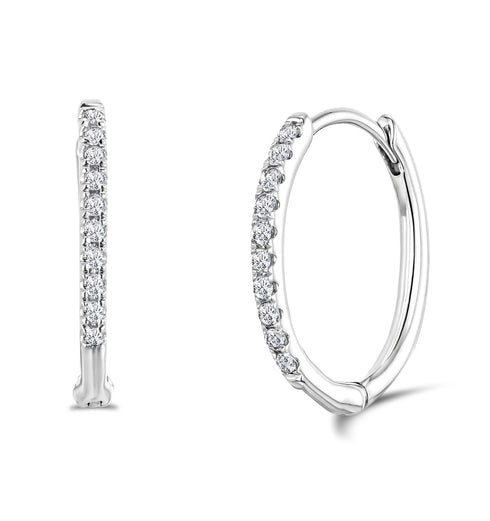 Stellato Diamond Encrusted Huggie Earrings 0.09ct in 9K White Gold